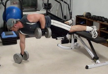 Elevated Dumbell Renegade Rows for Back and Core