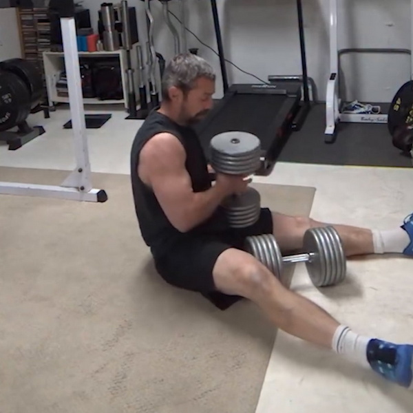 "No Spotter" Setup for Dumbbell Floor Presses
