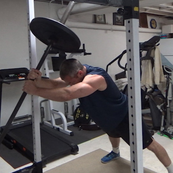 Landmine Triceps Overhead-Ish Bodyweight Extensions