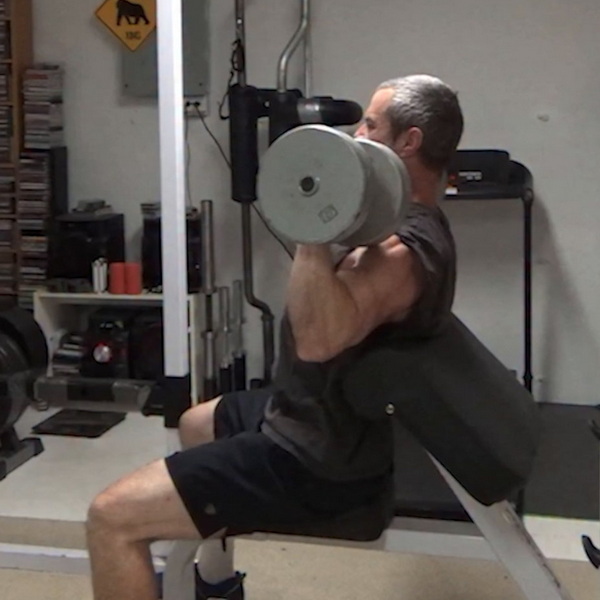 Preacher Bench Setup for Dumbbell Shoulder Press