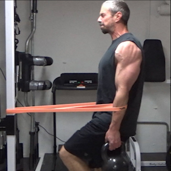 Bandcuff and Kettlebell Stepping for Rear Delts 
