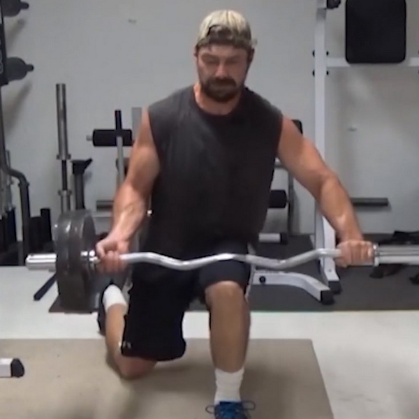 Offset Loaded EZ Bar Split Squats for Obliques