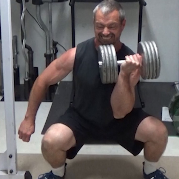 One-Dumbbell Curl Squat